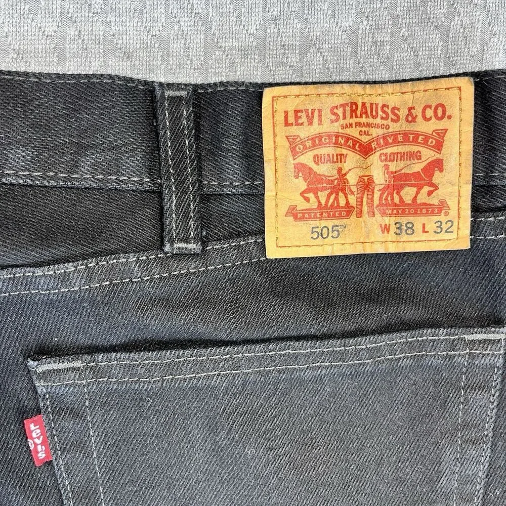 Levi's 505 Men's (38x32) black new without tags Denim Jeans bikercore pants‎